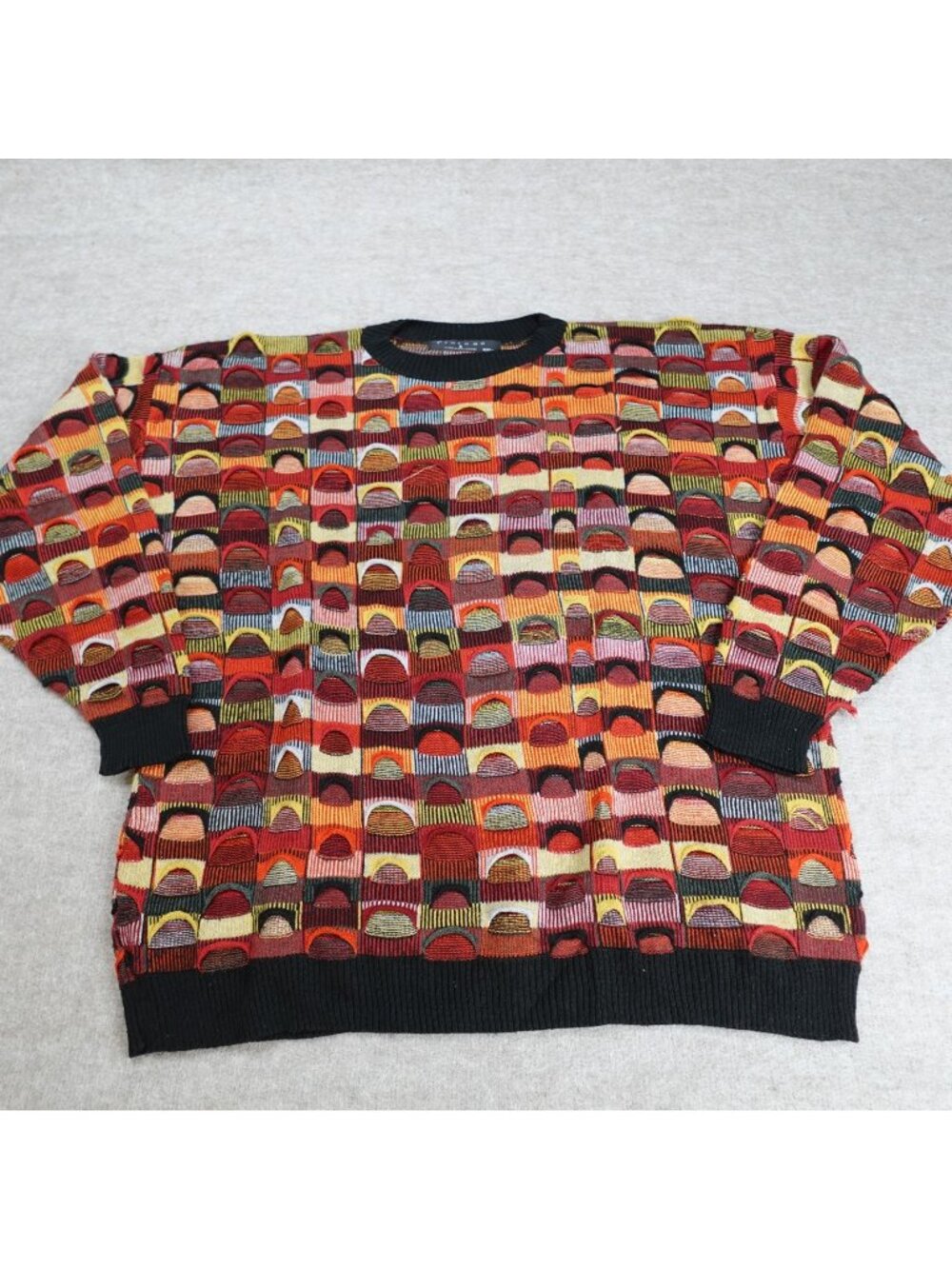 Protege Sweater 2XL Orange Red Acrylic Made in USA Vintage  Biggie Cosby 3D